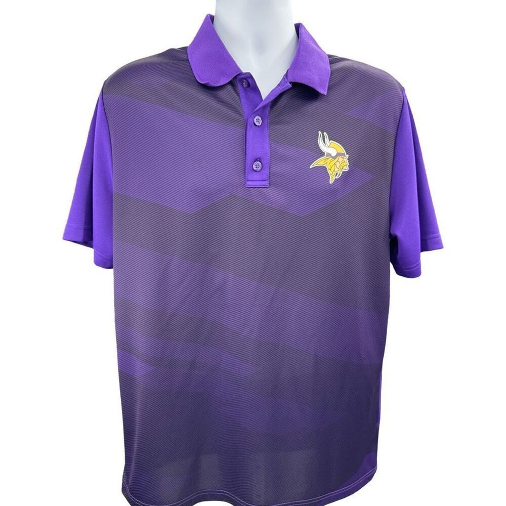 Minnesota Vikings Polo‎ Shirt Men’s Size Large  Purple Black Team NFL Apparel